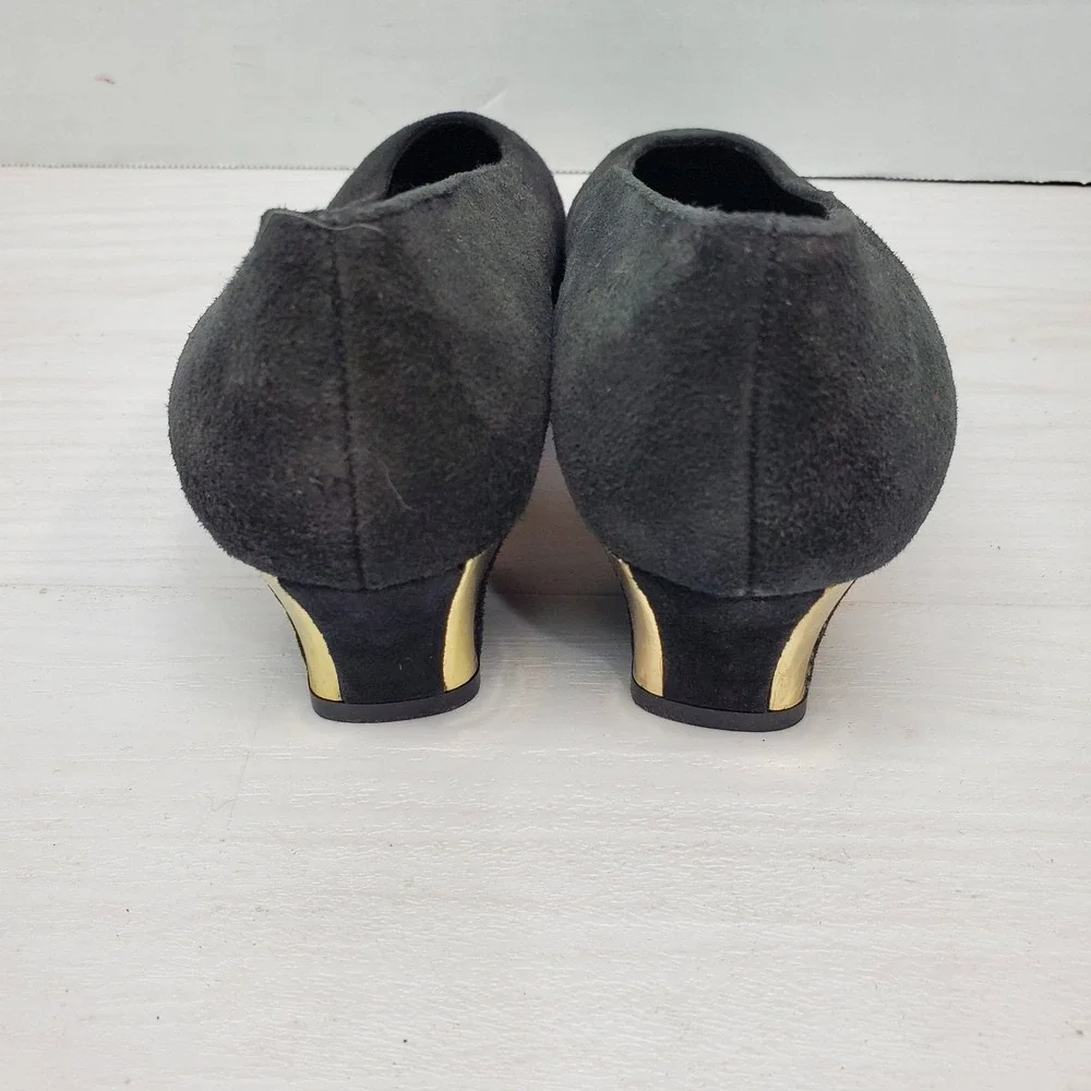 The Touch Of NINA Black Suede Leather Classic Evening Dress Heel‎ Pump Size 6 M